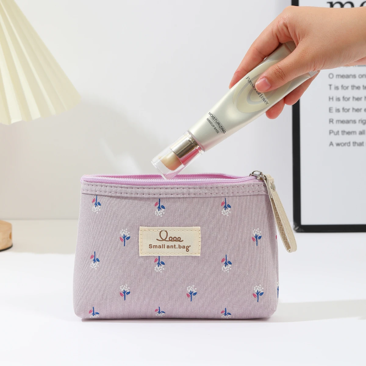 Instagram Style Canvas Makeup Bag Printed Women's Portable Student Pencil Case Travel Storage Toiletries Bag