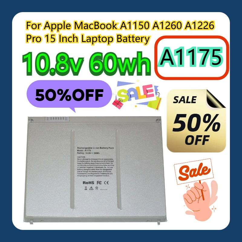 

Для Apple MacBook A1175 A1150 A1260 A1226 Pro 15-дюймовый аккумулятор для ноутбука