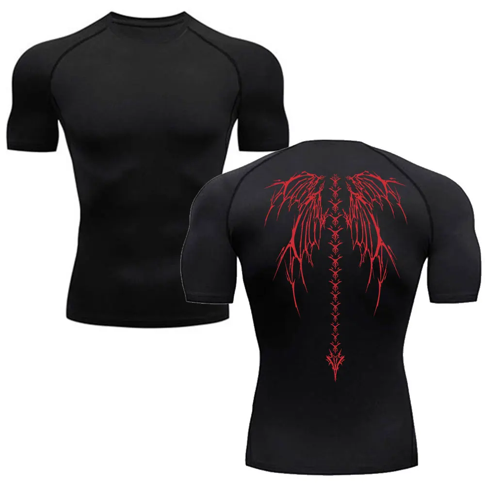 Y2K Compression Shirt Men Fitness Gym Skeleton Sport Running T-Shirt Rashgard Tops Tee Quick Dry Short Sleeve T-Shirt For Men image 2
