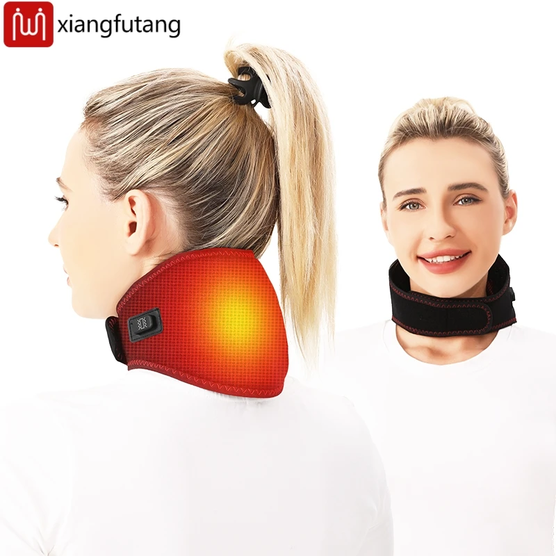 Electric Heating Massager Neck Support 3 Vibration Massage Neck Heated Support Brace Winter Warmer Wrap for Neck Pain Relief