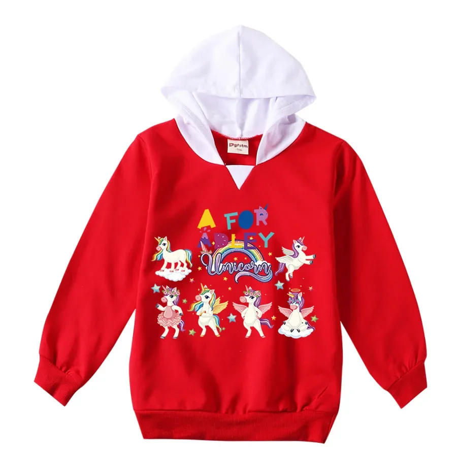 

New A FOR ADLEY Hoodie Kids Cartoon Long Sleeve Sweatshirts Baby Boys Casual Hooded Sweater Teenager Girls Spring Autumn Clothes