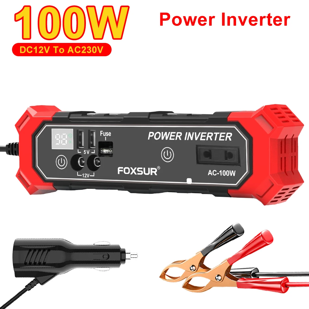 Car Power Inverter Conversion USB Battery Clip DC 12V To AC 230V Auto Power Supply Inverter Cigarette lighter interface