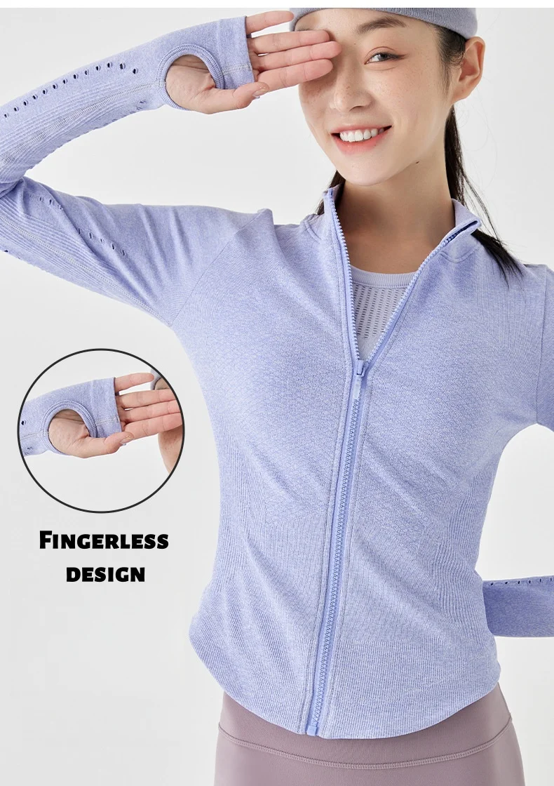 

Yoga Sports Jacket Autumn Winter Zip-Up Breathable Windproof Running Gym Fitness Top Slimming Figure-Flattering Fitness Top