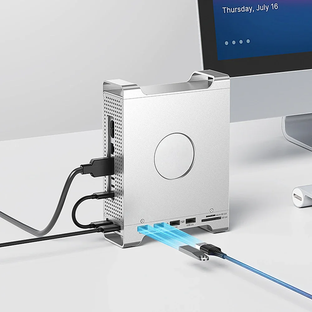 

Док-станция 9 в 1 для Mac Mini-M4 с поддержкой NVME SSD USB 3.2 Твердотельный накопитель Док-станция для дисков Концентратор Расширительная док-станция