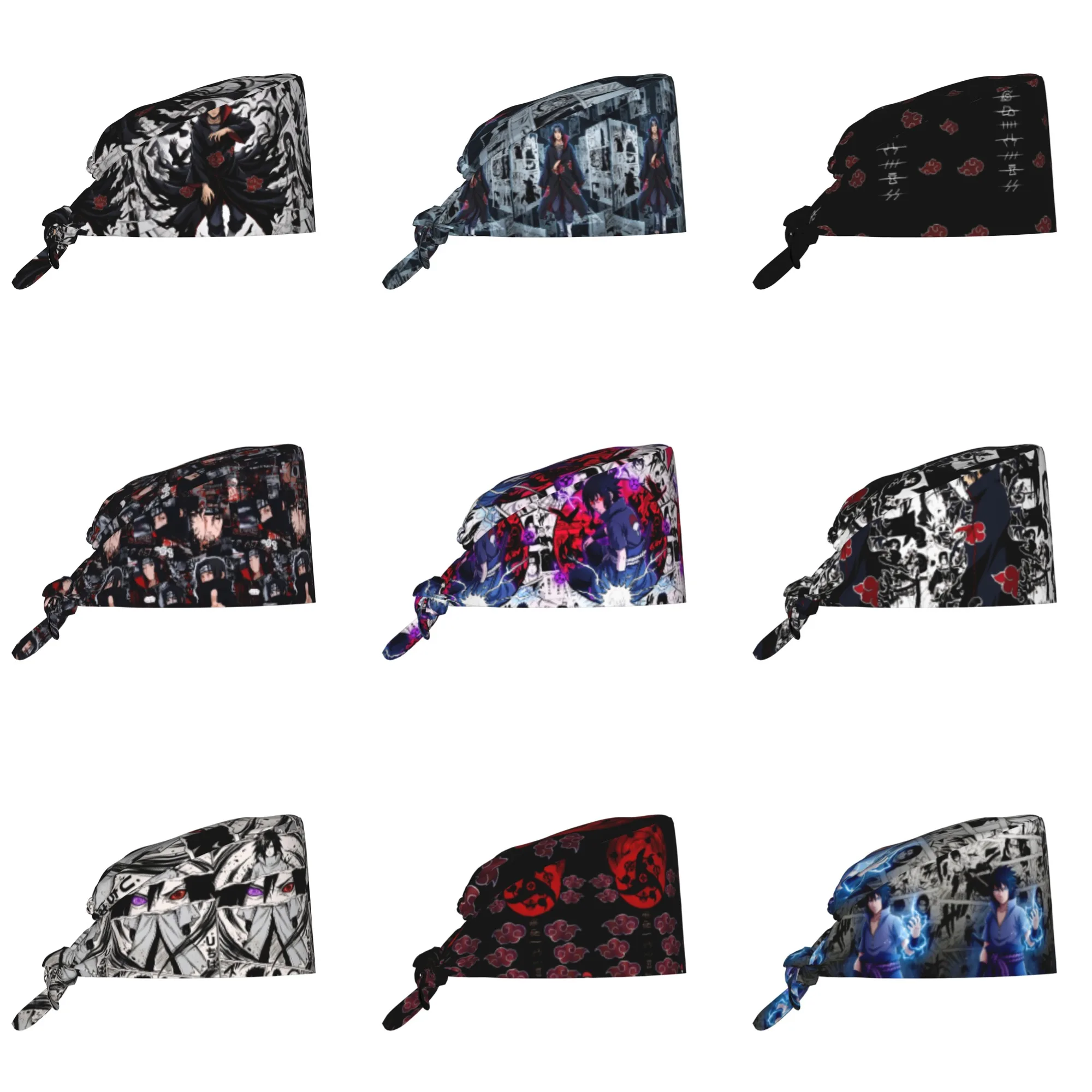 

Custom Adjustable N-Narutoes Uchihas Sasukes Working Hat Women Action Manga Film Surgical Hat Scrub Nursing Doctor Surgeon Cap