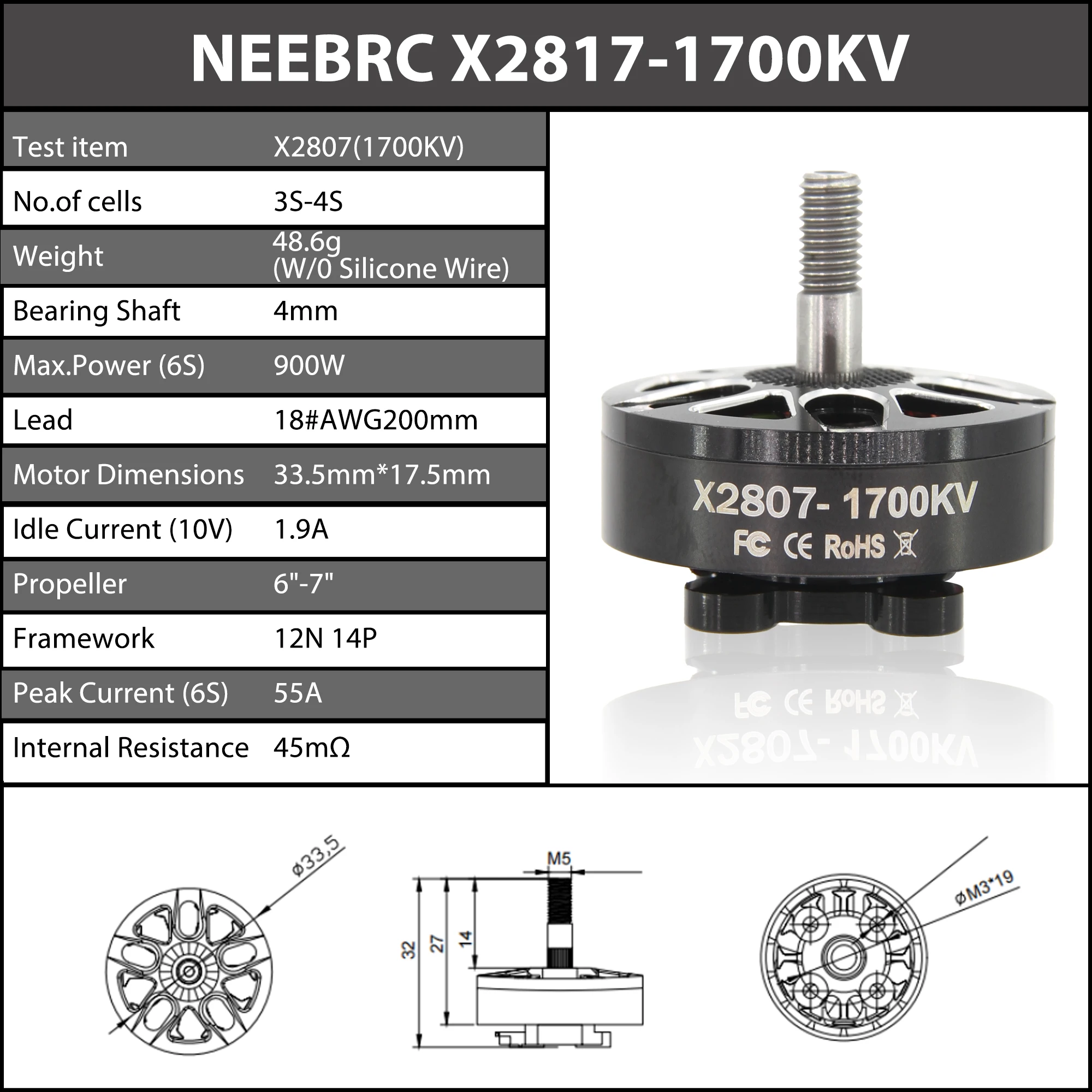 4 قطعة RC FPV كوادكوبتر سباق بدون طيار 2807 فرش السيارات 1300KV 1500KV 1700KV 2S-6S 7 بوصة طويلة المدى لقطع مار4 LR7 لتقوم بها بنفسك