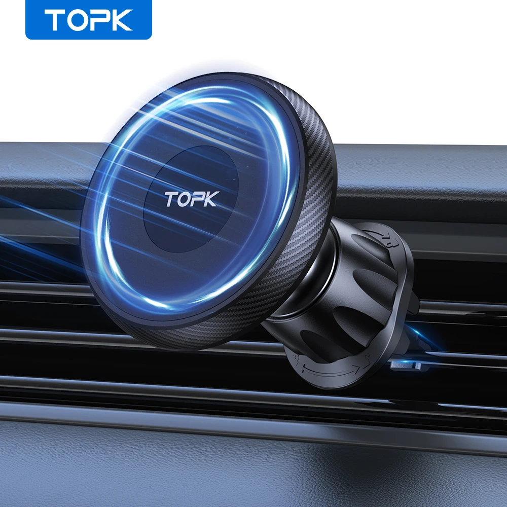 TOPK 360° ° Drehbarer Autohalter für Telefon, Lüftungsschlitze, magnetischer Ständer für Magsafe, starker Magnet, universelle Passform für iPhone, Samsung, Xiaomi