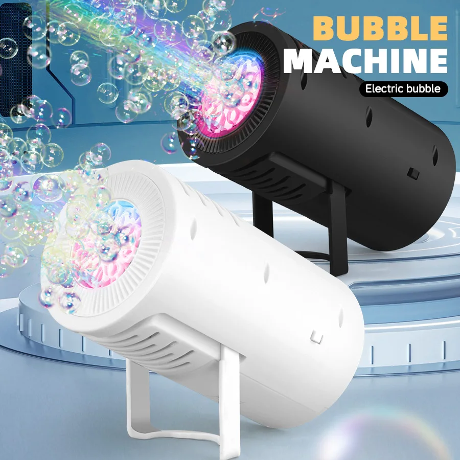 2025 Electric Stage Bubble Machines Multiple Holes Bubbles Blowing Toys with Light Fully Automatic Soap Blowers Boys Girls Gift