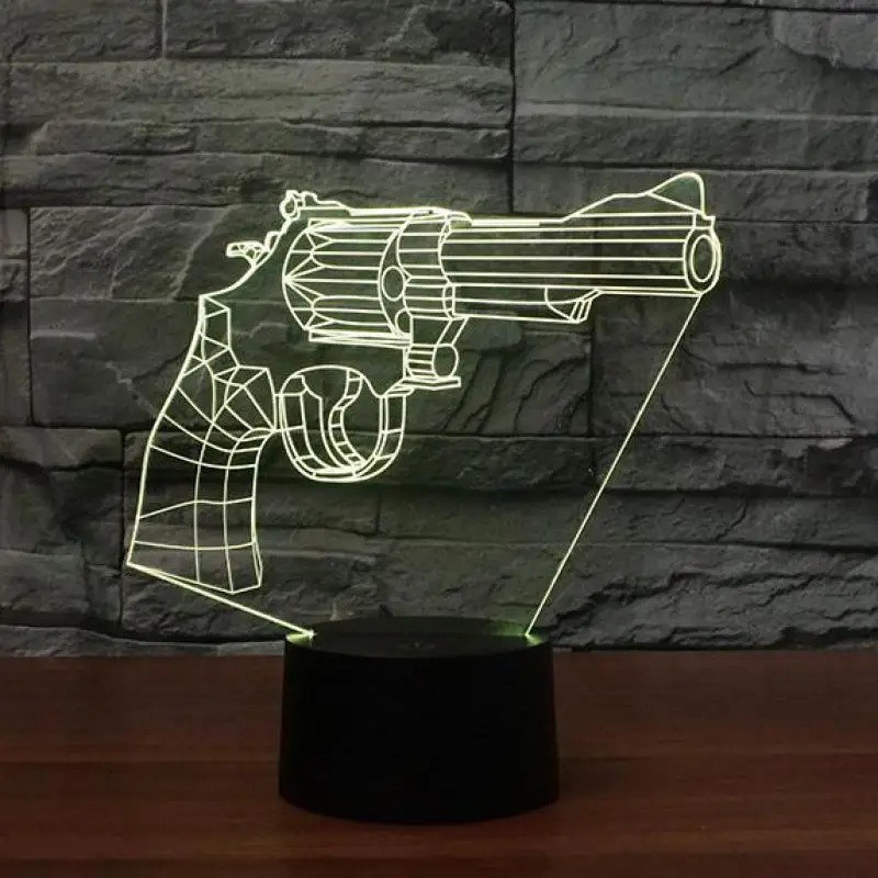 Pistol Modeling Colorful 3d Table Lamps For Living Room Personal Gift Led Nightlight 7 Color Change Desk Lamp