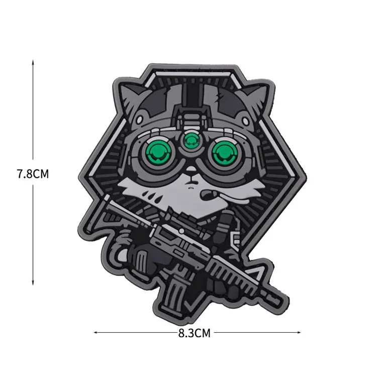 Tactical Cat PVC Soft Rubber Hook and Loop Patches Sniper Morale Badge Backpack Sticker Military Skull Armband