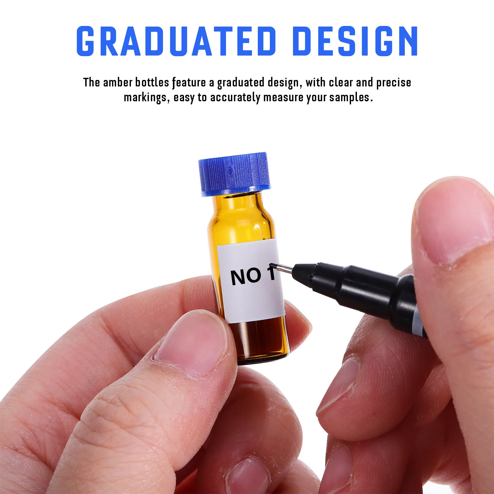 100Pcs Glass Vials Amber Color with Cap Liner Graduated Markings for Precise Measurement Sampling Vials Lab Equipment