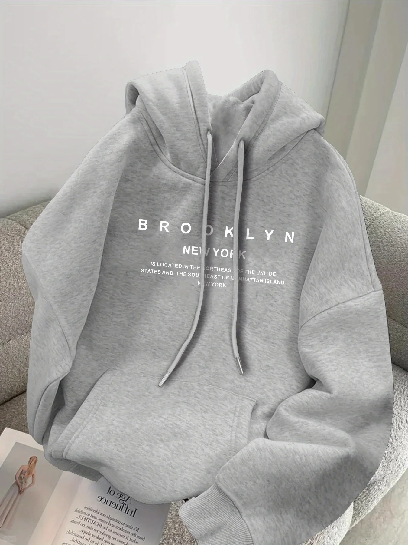 Brooklyn New York Graphic Hoodie  Casual Sweatshirt Front Pocket  Loose Fit Fashion Casual HipHop Sweatshirt Harajuku Unisex