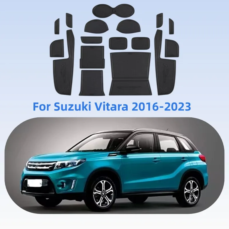 Car Door Slot Mat For Suzuki Vitara 2016 2017 2018 2020 2021 2022 2023 2024 Car Gate Groove Pad Console Cup Holder Coaster
