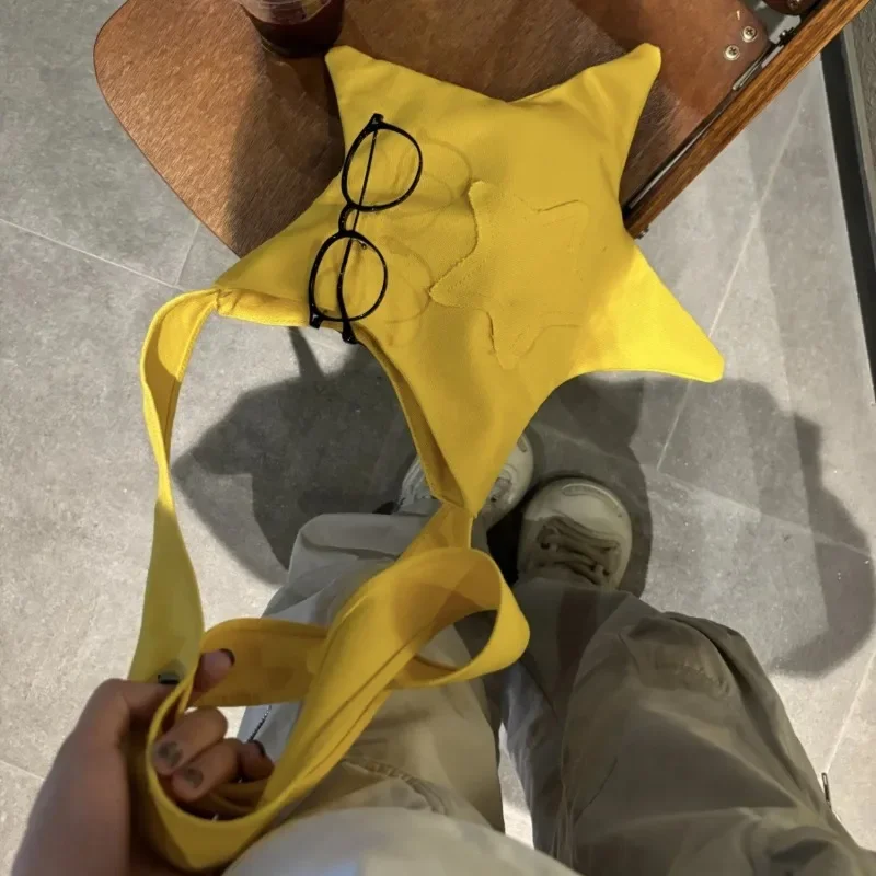 

Women Cute Casual Star Shape Shoulder Bag Solid Color Canvas Crossbody Bag Female All-match Large Capacity Handbag for Shopping