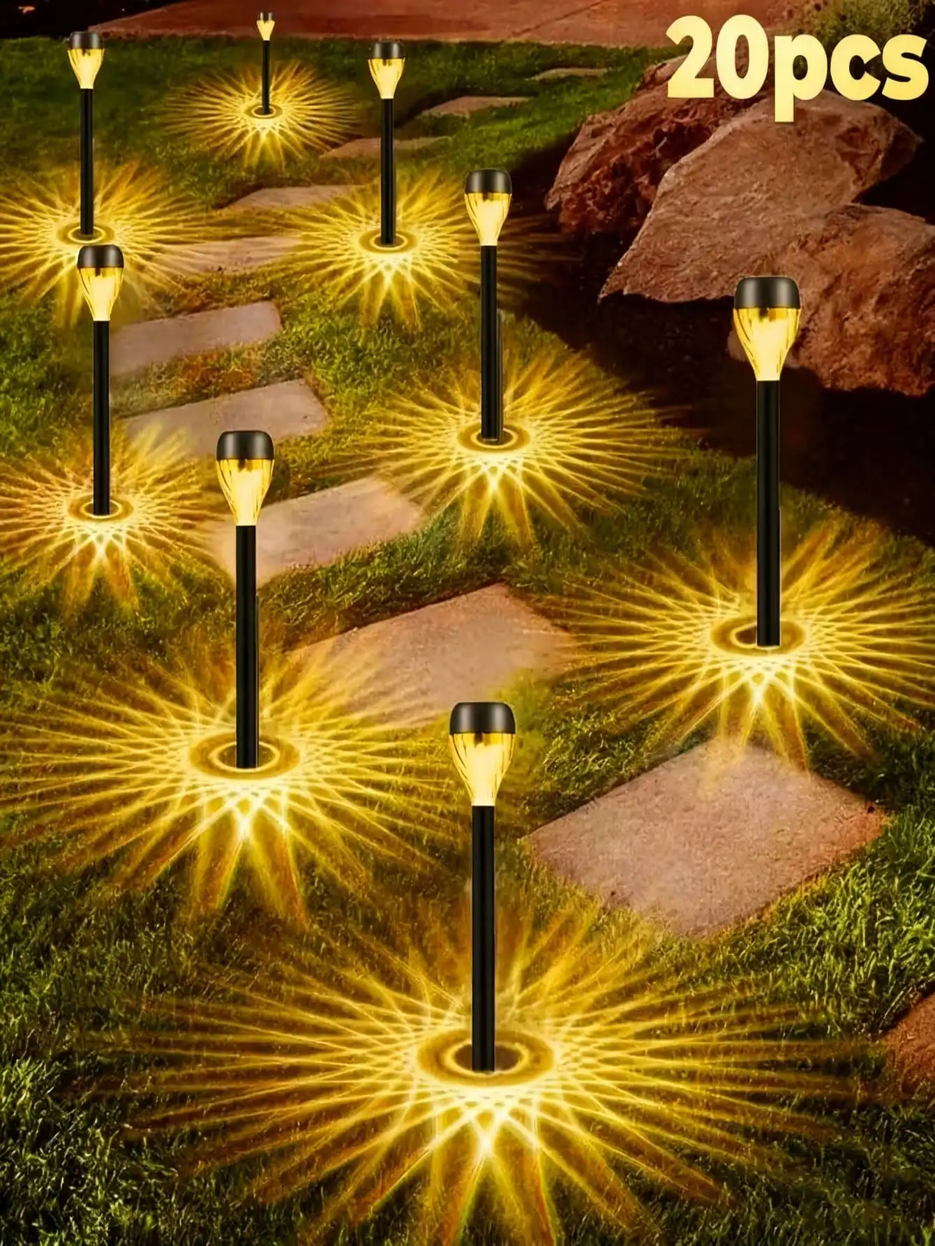 

20-Piece Solar Garden Lights, 40mah,Path Lawn Landscape Ambience Lighting, Automatically Illuminated, Christmas New Year Thanksgiving Outdoor Decorative Lights