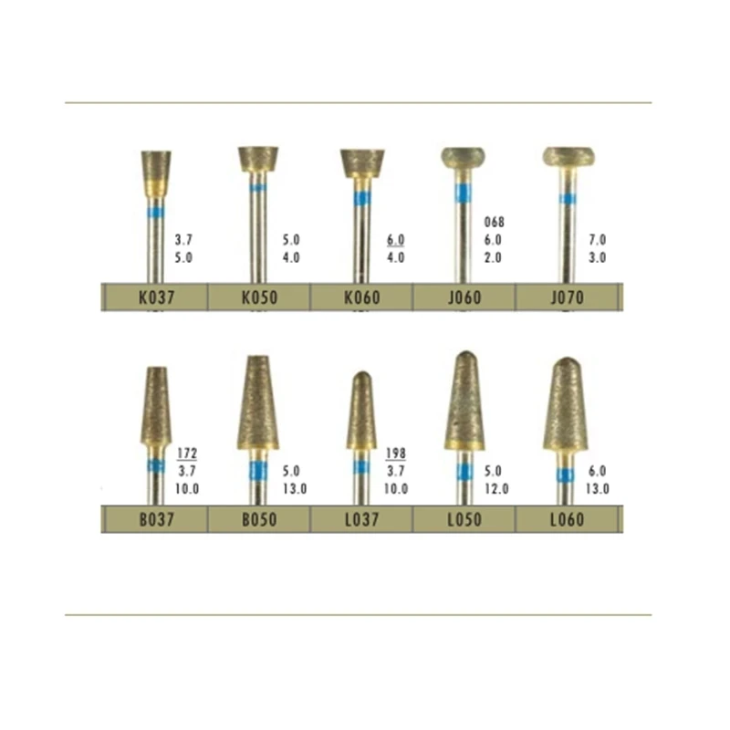 1 шт., боры для стоматологической лаборатории, полностью спеченные алмазные боры, 170 сеток, средний синий цвет