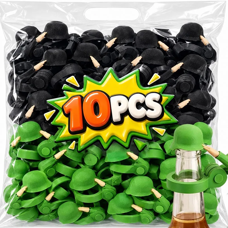 Dustproof Creative Soldier Salute Beer Bottle Reusable Helmet Beer Bottle Cap Wine Bottle Topper Dustproof Cover Party Bar Decor