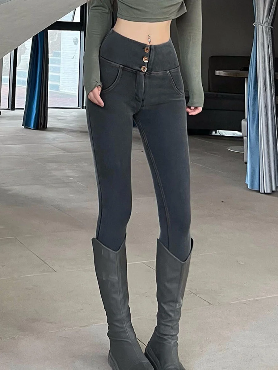 High Waist Denim Jeans Women's Fall New Butt Lifting Sexy Peach Butt Big Butt Elastic Slimming Fashionable Skinny Pants