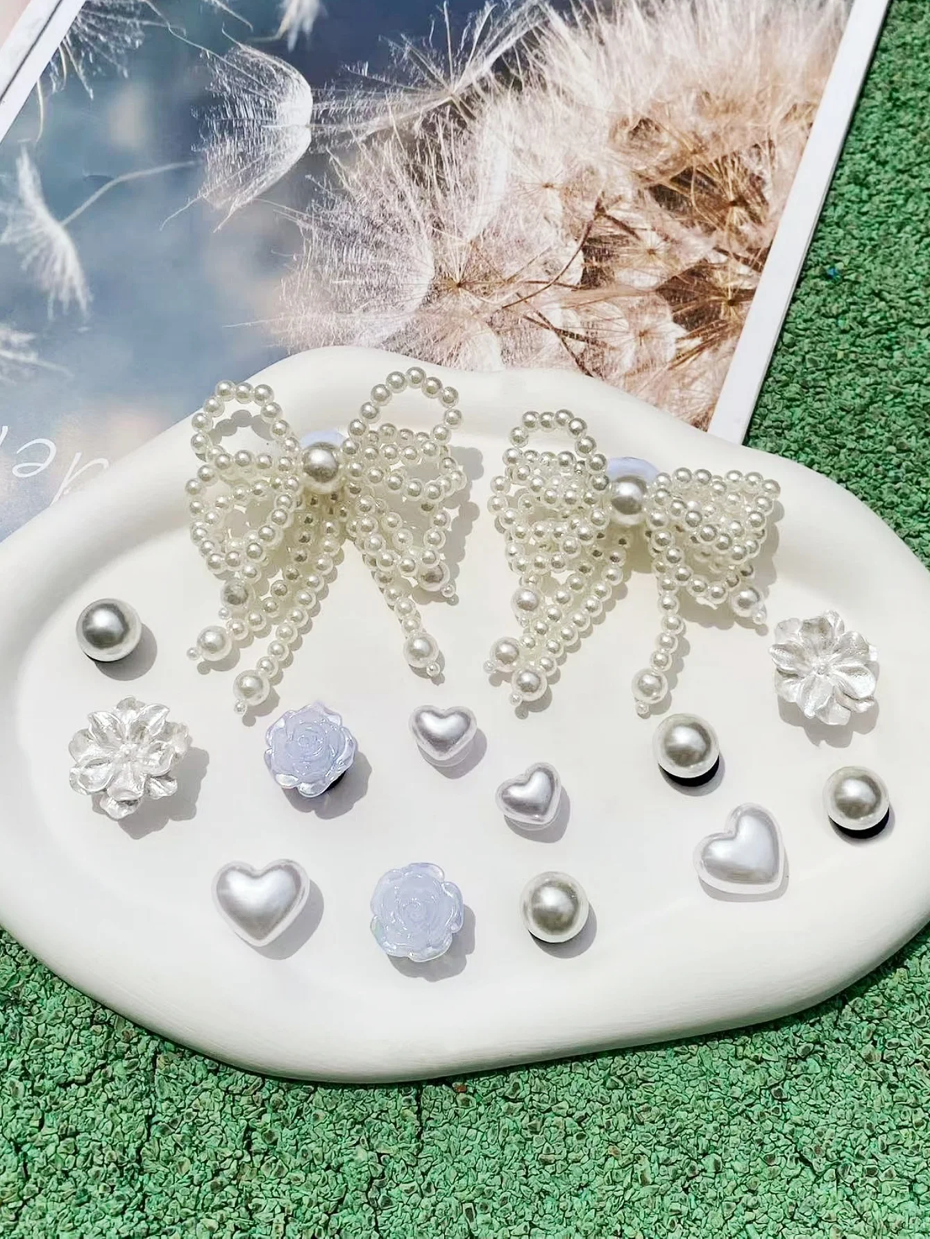 14 pieces of pearl bows, hearts, ABS pearls, roses, flower shoe buckles DIY decorations, multi-functional shoe clip accessories image 6