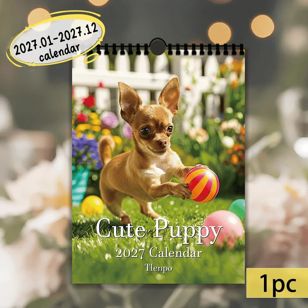 1pc 2027 Chihuahua Photo Wall Calendar, 12-Month Monthly Planner, Perfect Gift for Back-to-School Season, Christmas, New Year