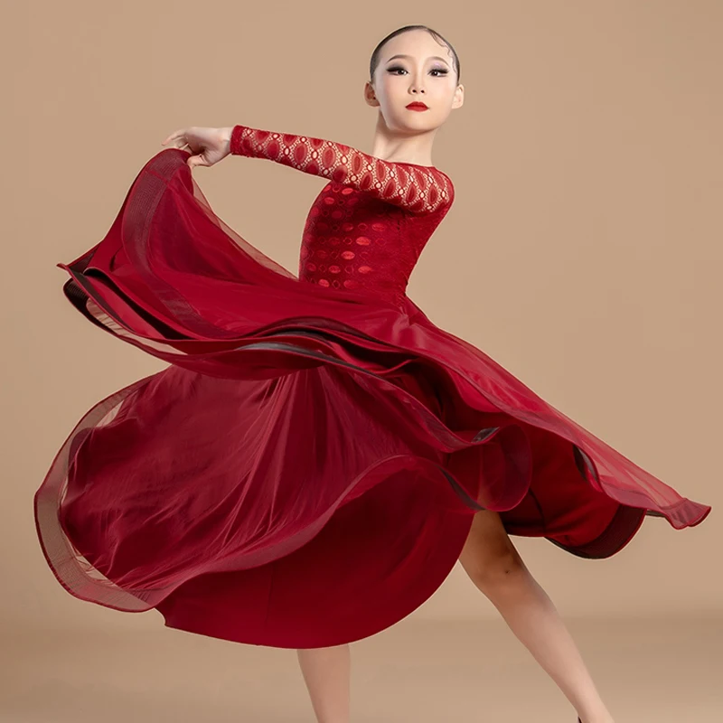 New Ballroom Dance Dresses Kids National Standard Latin Dance Dress Girls Waltz Modern Dancing Clothing Stage Costume XS8008