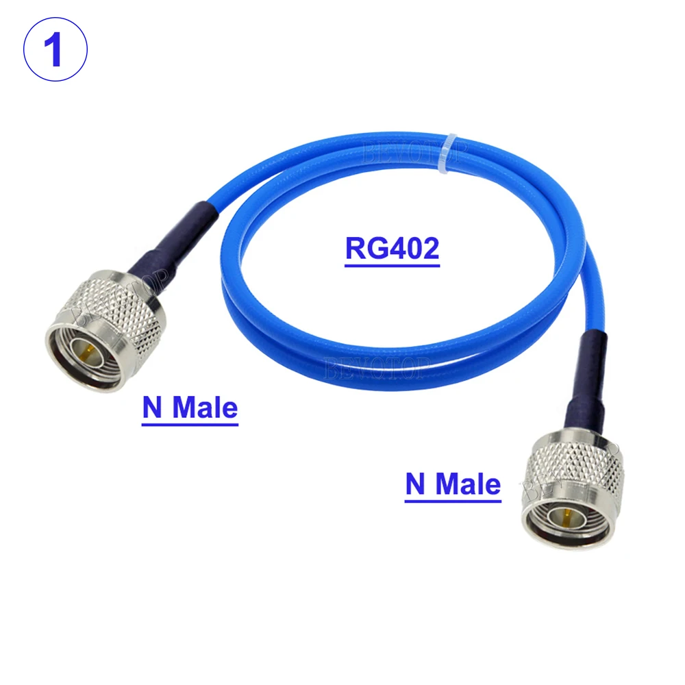 1Pcs RG-402 L16 N Male to N Male/Female Connector 50ohm N Type Crimp Semi Flexible Blue Jacket RG402 RF Coaxial Cable 15CM-20M