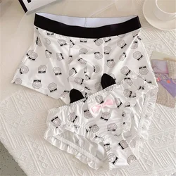 Sexy Couple Underwear Women Men's Boxers Panties Kawaii Cat Ears Underpants Boys Girls Lovers Femme Lingerie Briefs Panties