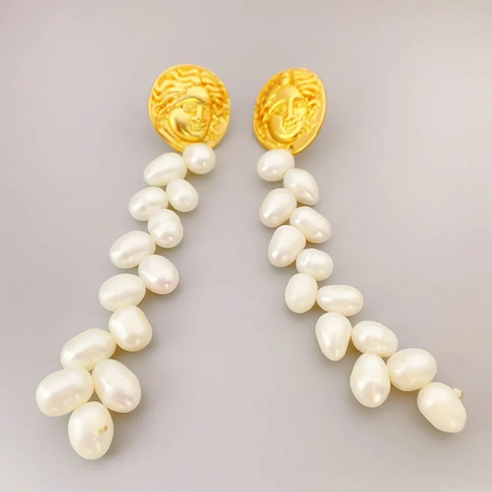 

2026 Autumn Winter New Vintage Cultured Pearls Tassel Wheat Ears Fashionable High Quality Dangle Earrings Statement Jewelry