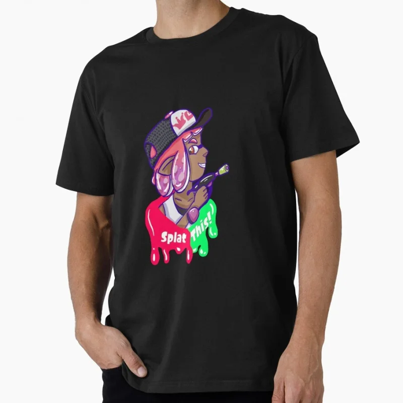 Splat This! 0501 Cartoon Video game Splatoon Gift T-Shirt for gamer 100% Cotton y2k clothing Short-Sleeve Tee All Size Tops