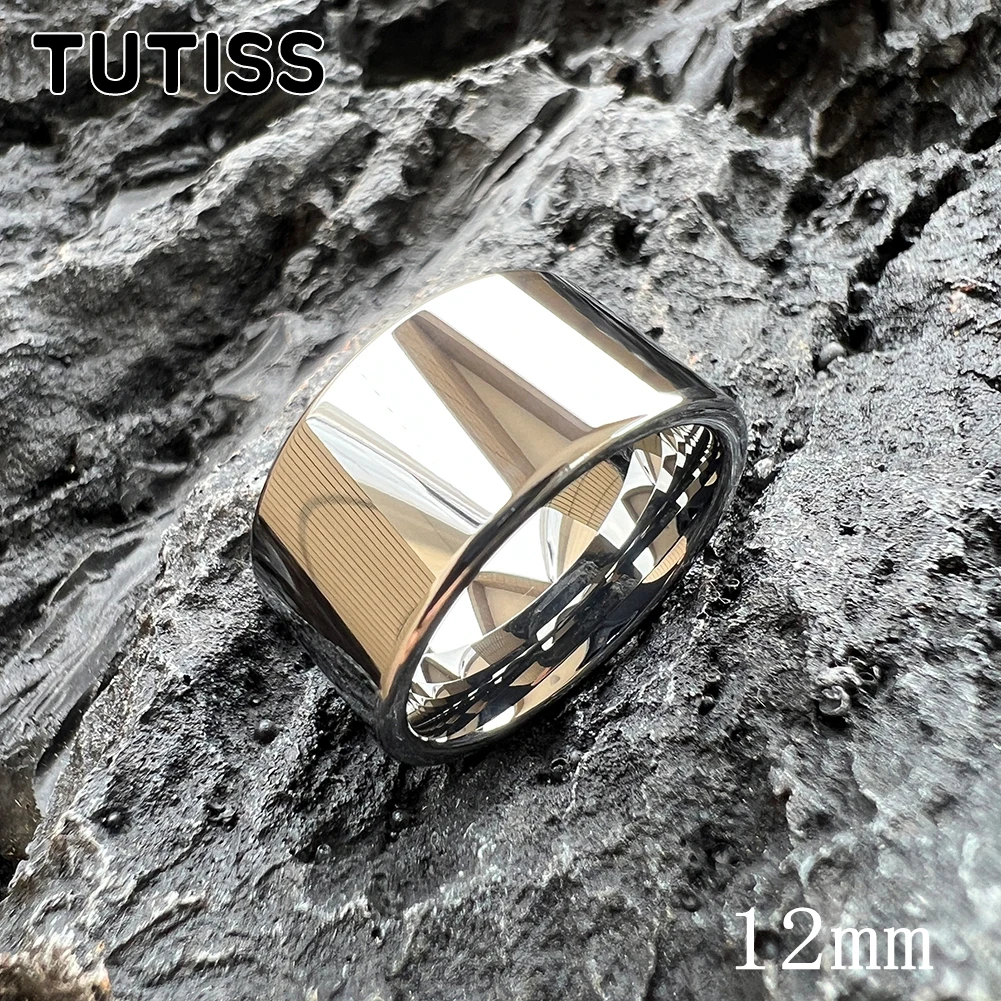 TUTISS 10mm 12mm Big Tungsten Wedding Band Men Women Forever Love Shiny Ring Comfort Fit