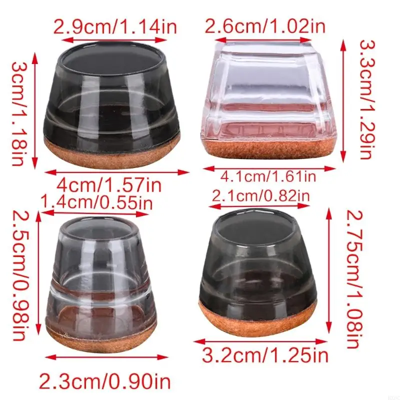 Protezione per le gambe della sedia HX6C Coprigambe per mobili trasparente aggiornato Copri cappuccio in silicone