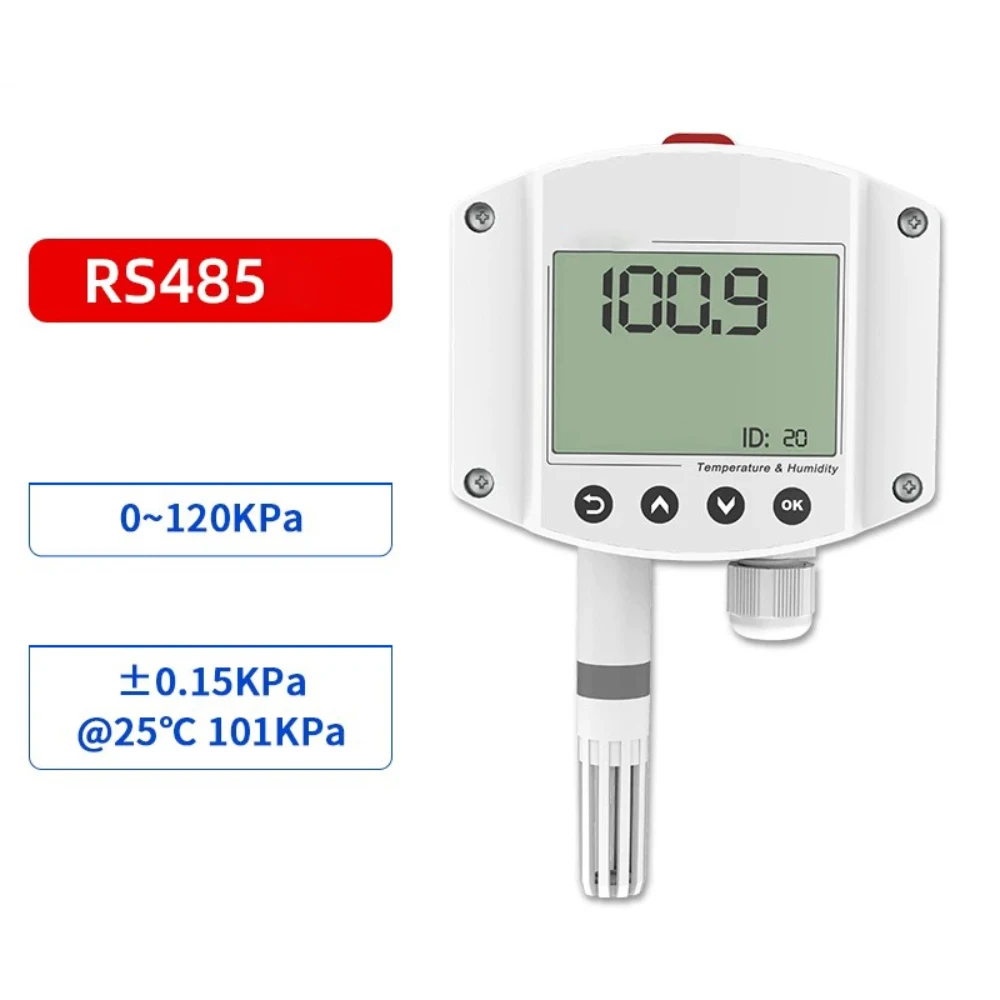 Industrial Wall-Mount Air Pressure Sensor – RS485, High Accuracy, High Protection (0–120kPa, LCD Display, ModBus)
