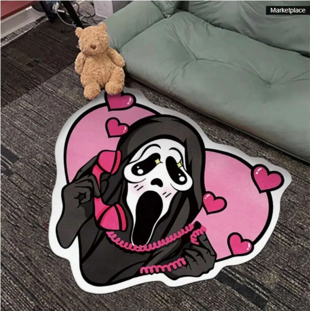 VIKAMA Carpet, Halloween Skull Carpet, Irregular-shaped Carpet, Plush, Skin-friendly and Anti-slip Carpet, Home Decoration