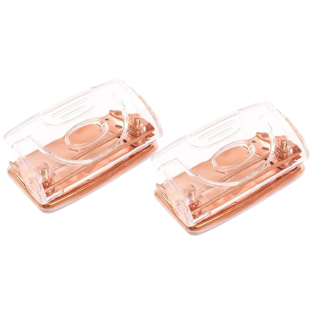 

2Pcs Hole Punch Durable Aluminum Alloy Portable 2 Hole Paper Puncher for Office Paper Fastener Binder File Folder