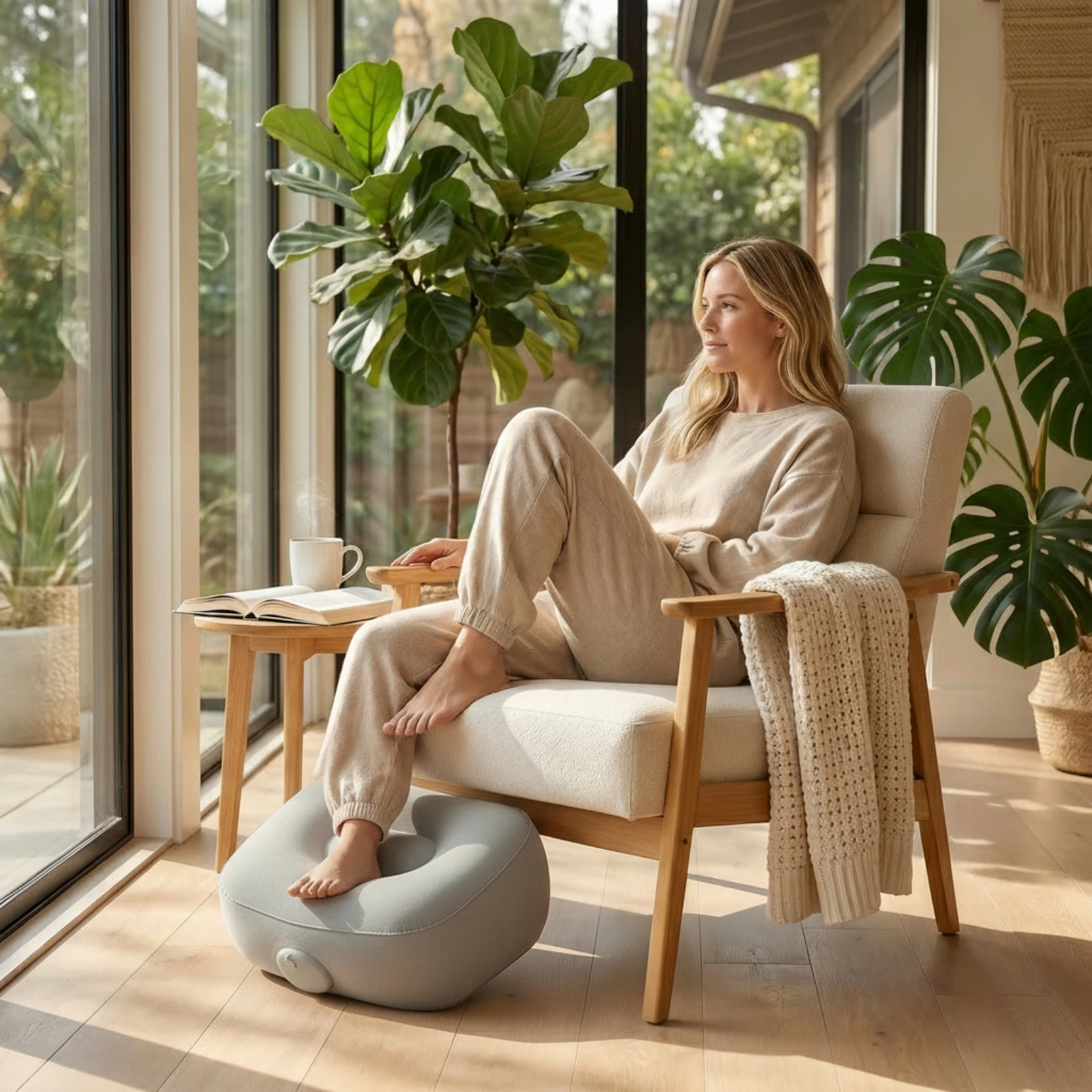 Inflatable Footrest Portable Inflatable Travel Pillow Foot Cushion Space-Saving Leg Rest Long-Lasting for Travelers, Airplane
