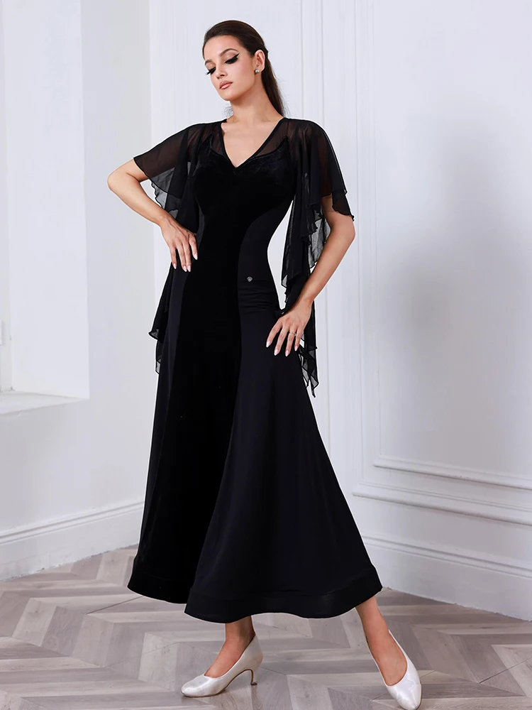 Frauen Ballroom Dance Kleid Schwarz Walzer Leistung Kleidung Standard Dance Praxis Tragen Ballkleid Für Ballsaal Tanzen AMY2554