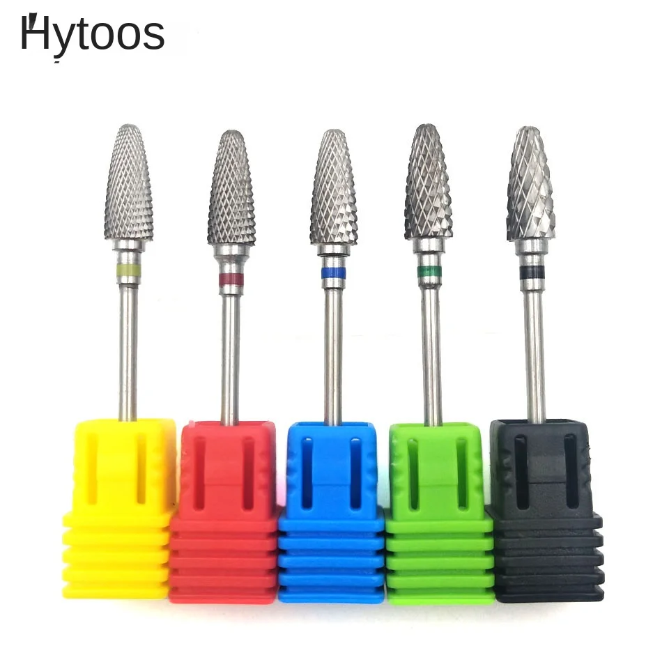 HYTOOS 5 taille foret à ongles en carbure de tungstène 3/32 "broches de coupe de manucure rotatives pour accessoires de forage de manucure retrait de Gel