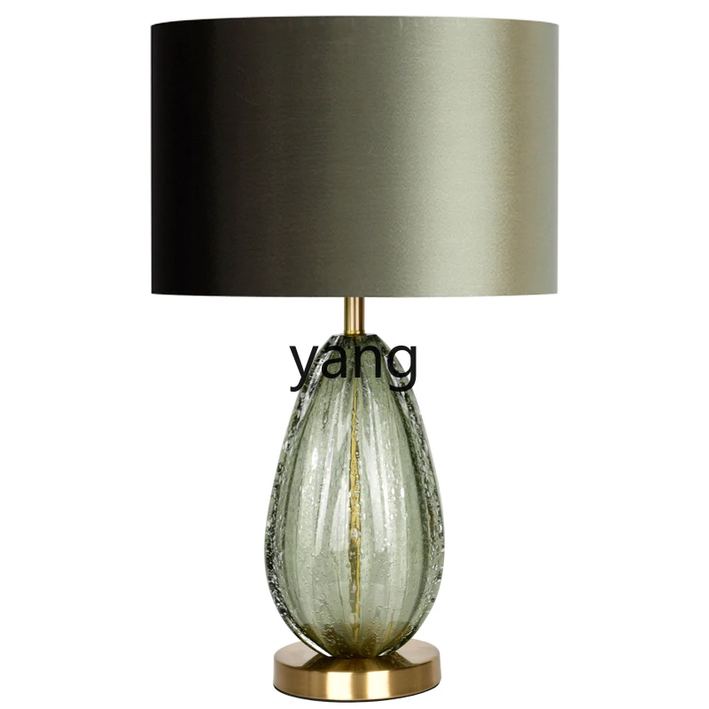 

Yjq Post-Modern American Light Luxury Table Lamp Living Room Bedroom Bedside Warm Modern Simple Glass Creative Table Lamp