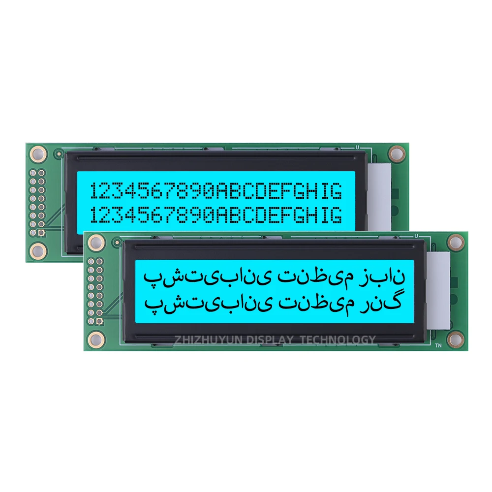 โมดูล LCD ตัวละคร Farsi 2002A ออกแบบได้ตามที่ต้องการฟิล์มสีเทาสีน้ำเงินตัวขยายสัญญาณเสียงหน้าจอแสดงผล