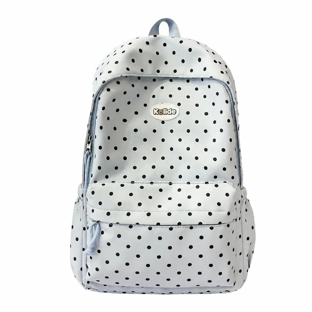 Fashion Nylon Student Backpack Lightweight Multi Pocket School Bag Large Capacity Polka Dot Travel Rucksack for Students Girls