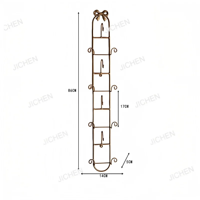 

Винтажная вертикальная настенная декоративная стойка, держатель для тарелок из сплава с бантом, органайзер для витрины чашек для кухни и домашнего декора