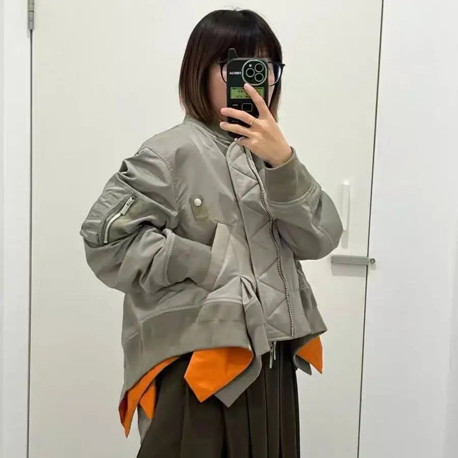SAC 25 Splicing pleated irregular ruffle edge jacket silhouette casual jacket