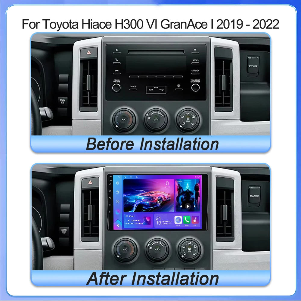 9 Inch 2Din Android 16 Auto Radio GPS For Toyota Hiace H300 VI GranAce I 2019 - 2022 Car Radio Multimedia Video Player Navi WIFI