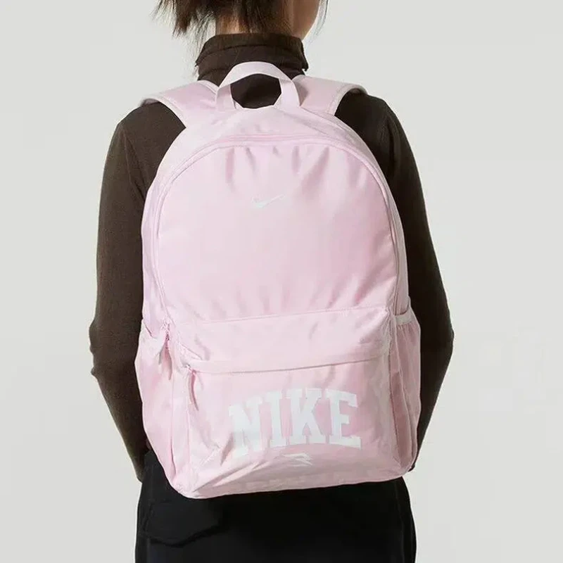 Nike 21L Brand Logo Backpack Medium Size Unisex Couple Style Simple Large Capacity Polyester Light Pink N32533091Gs-001