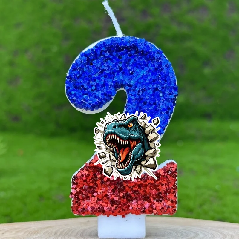 Jurassic Dinosaur T-Rex Digital Candle Number 0-9 Kid Birthday Cake Decoration Supplies Cartoon Anime Party Accessories Supplies
