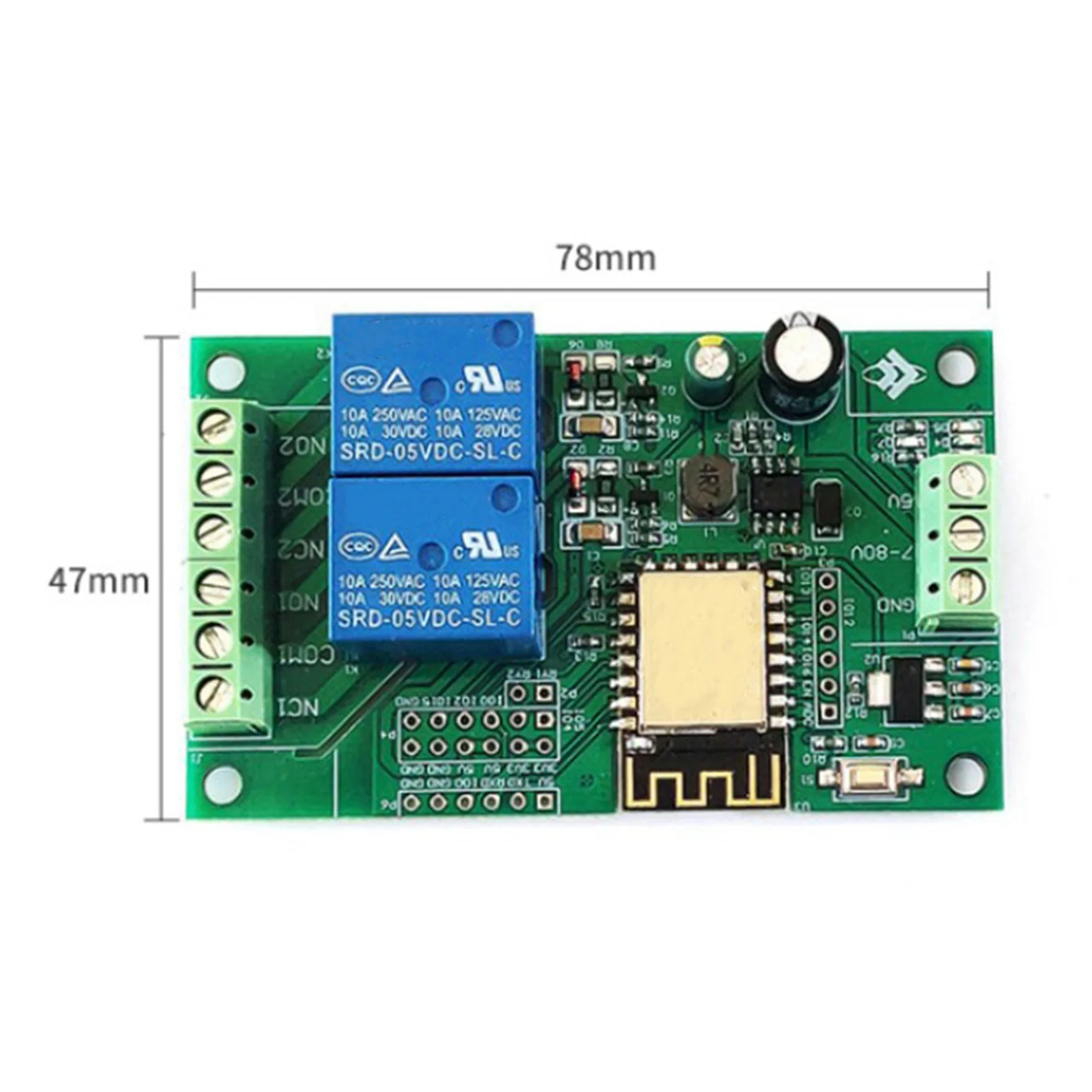 B92B-4X Esp8266 Esp-12F Wifi Relay Module 2Channel 5V/8-80V Network Relay Switch For Arduino Ide Smart Home App Remot Control