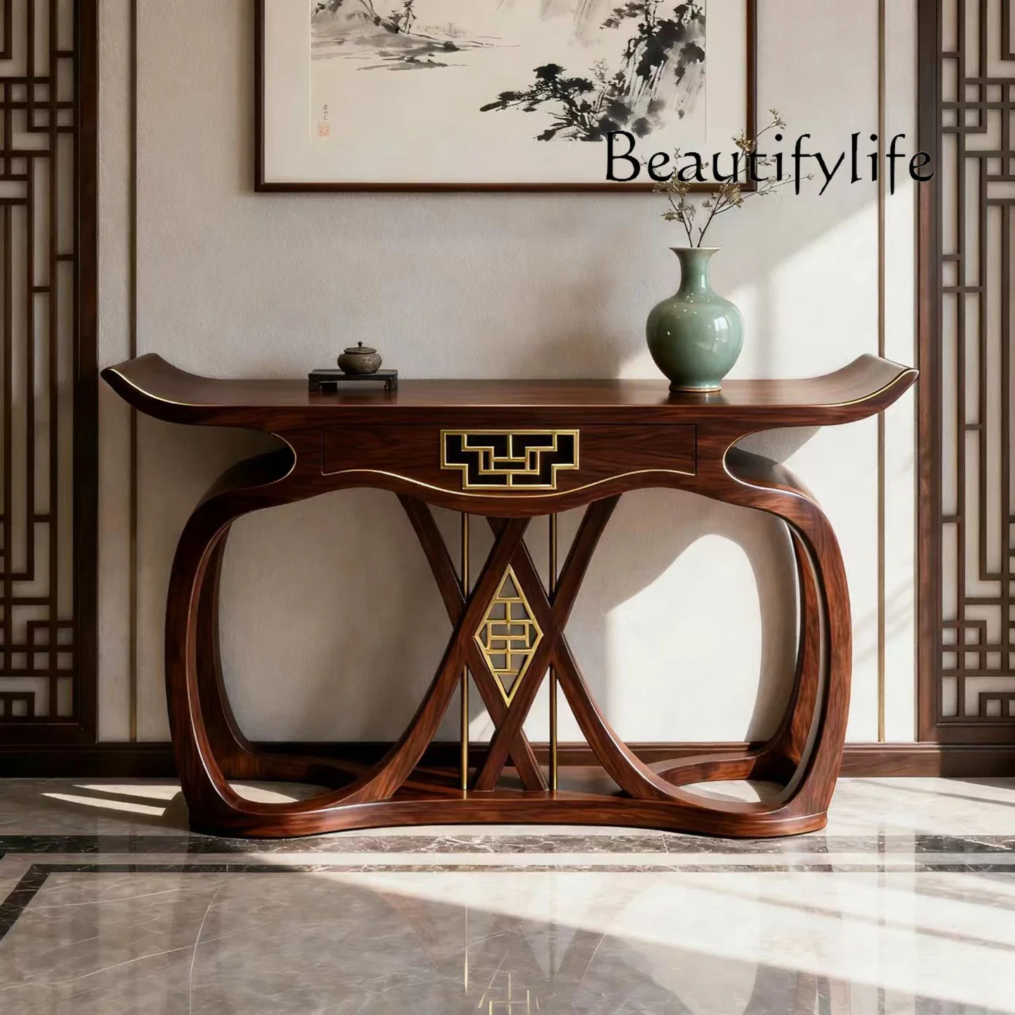 

J XS New Chinese-style Solid Wood Porch Cabinet, Living Room Against The Wall, Locker, Entrance Hall Cabinet, Modern And Simple