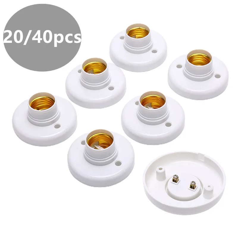 

20/40pcs E14 Light Bulb Pendant Lamp Holder Screw Cap Socket Plastic Round Fixing Bases for Bulb Lamps Adapter