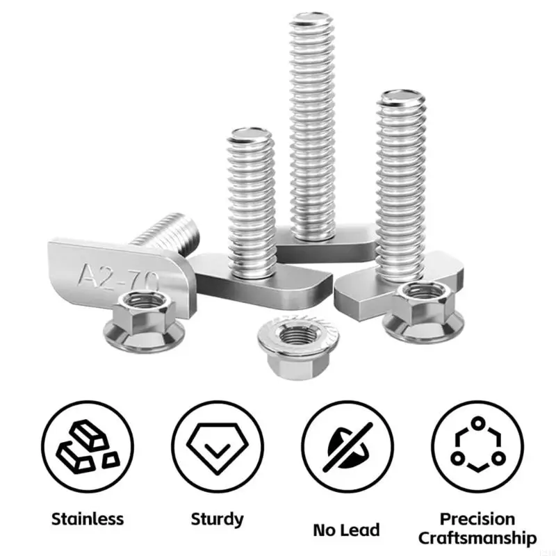 15Pcs M8x20 Metal Bolts Smooth Thread Secure Fastening Tool for Solar Energy 