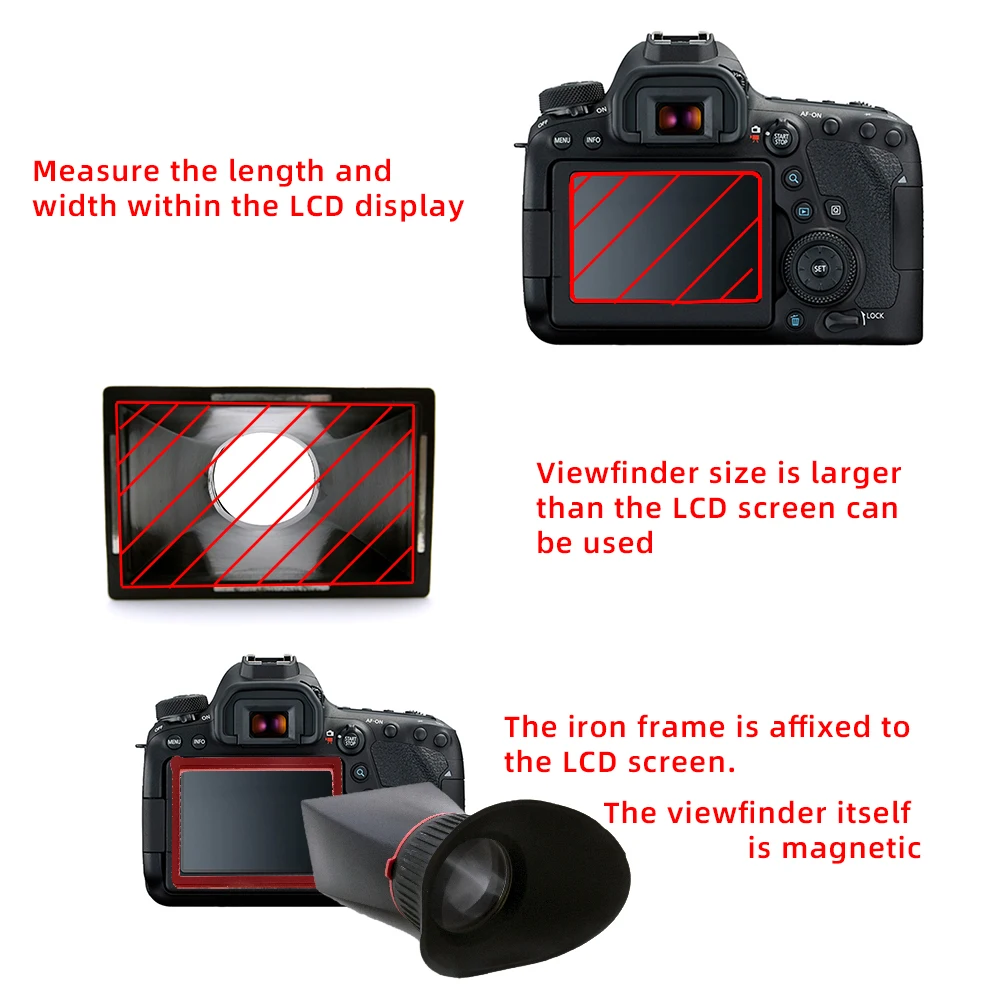 Pixco VF-130  3-inch Standard 2.8x LCD Viewfinder Suit For Nikon For Canon For Sony For Pentax Camera